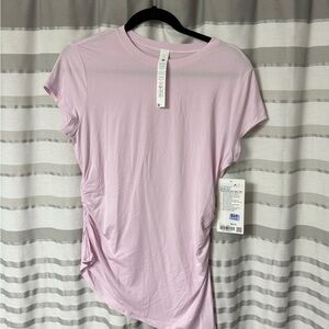 Lululemon Modal-Silk Asymmetrical-Hem Tee, Pink Organza, Large
